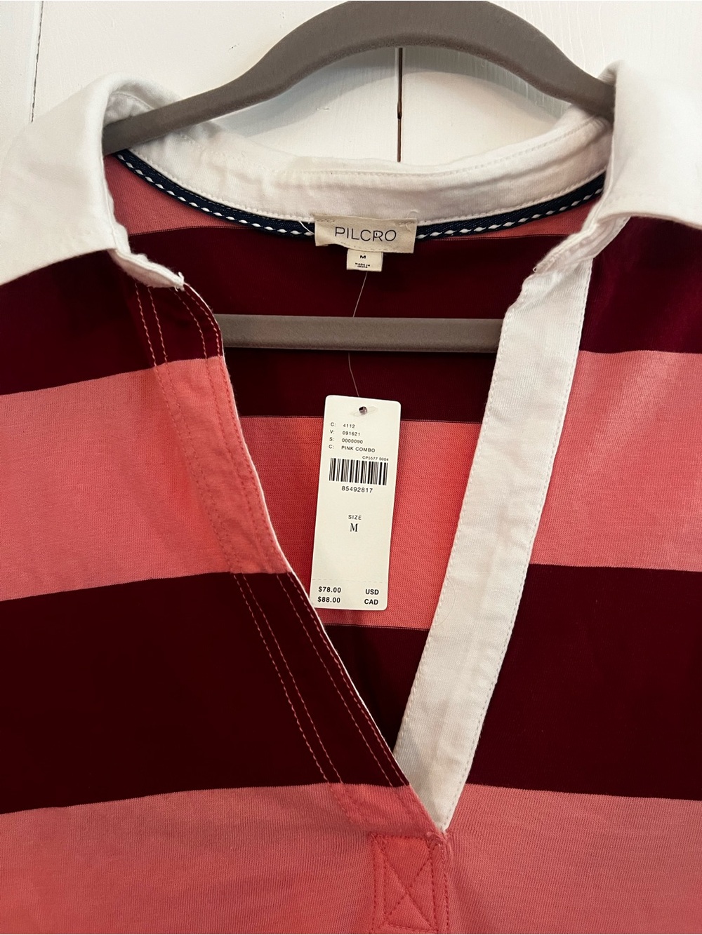 Anthropologie Pilcro Stripe Long Sleeve Rugby Polo Shirt NWT M - Picture 3 of 6